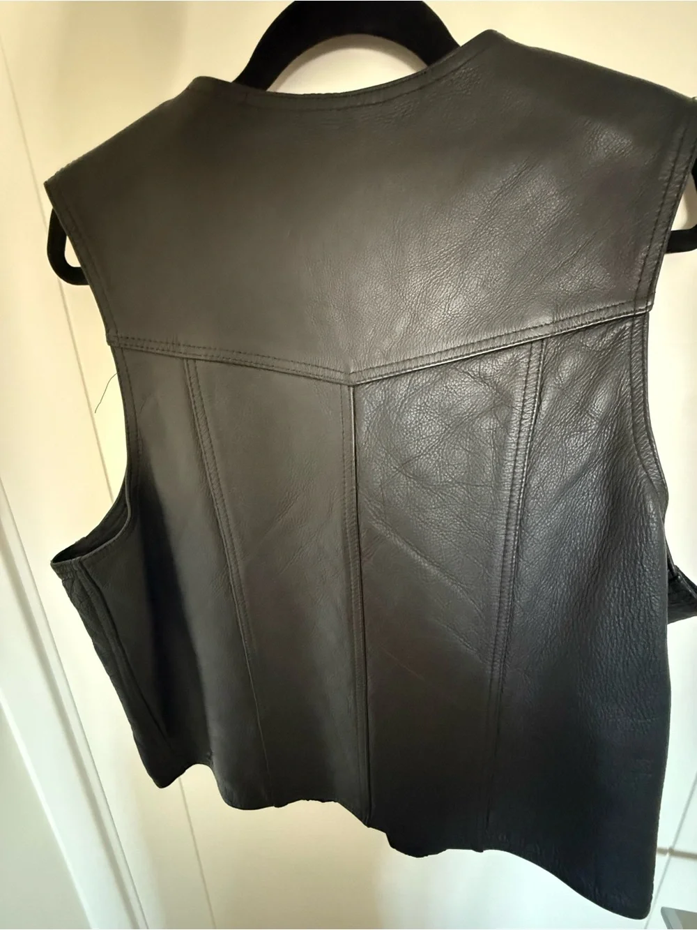 Motorcycle Leather Vest - Black